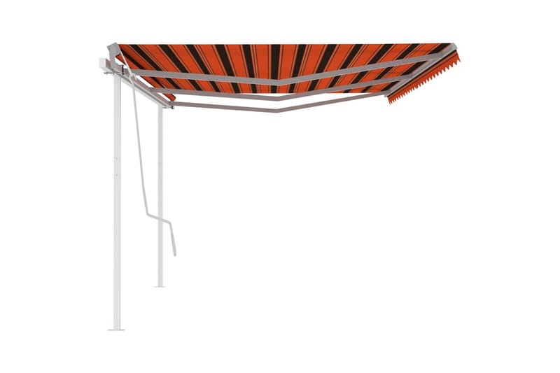 Markis med stolpar manuellt infällbar 6x3 m orange och brun - Orange - Utemöbler - Solskydd - Markiser - Balkongmarkis