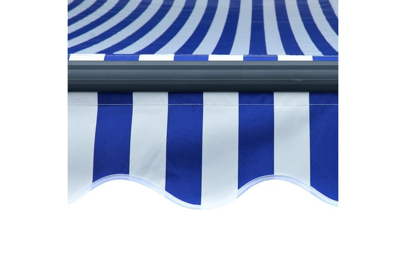 Markis med vindsensor & LED 500x300 cm blå och vit - Blå - Balkongmarkis - Markiser - Terrassmarkis