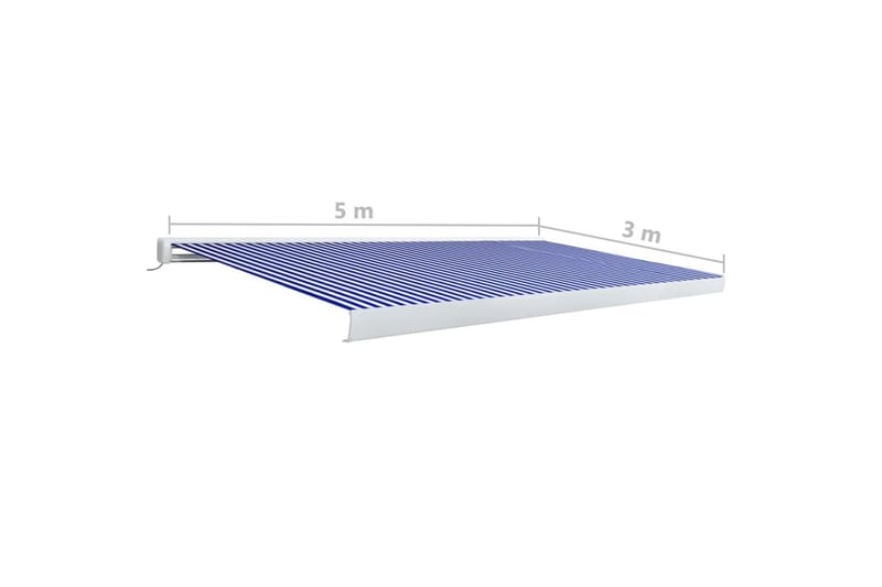 Markis motoriserad 500x300 cm blå och vit - Blå - Utemöbler - Solskydd - Markiser - Balkongmarkis