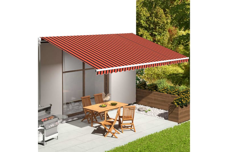 Markisväv orange och brun 6x3,5 m - Orange - Utemöbler - Solskydd - Markiser