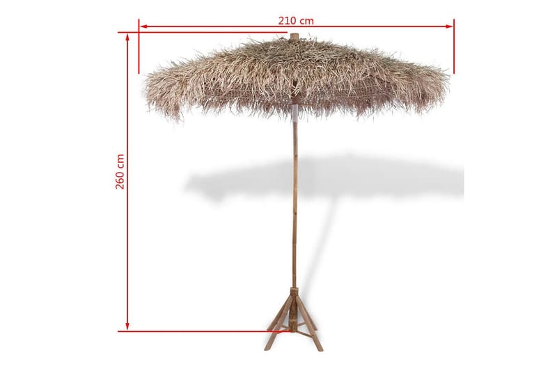 Bambuparasoll med bananbladstak 210 cm - Brun - Utemöbler - Solskydd - Parasoll