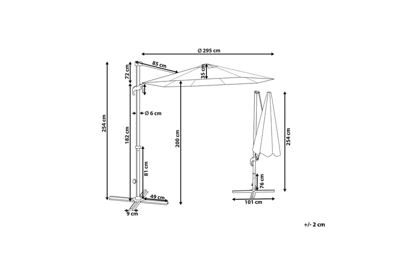 Calimera Hängparasoll 295 cm - Beige/Vit - Utemöbler - Solskydd - Parasoll - Hängparasoll & frihängande parasoll