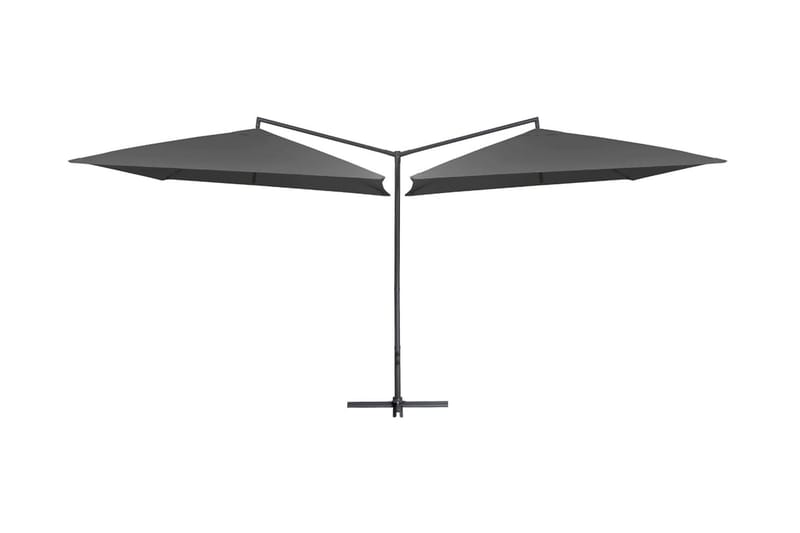 Dubbelt parasoll med stålstång 250x250 cm antracit - Grå - Utemöbler - Solskydd - Parasoll