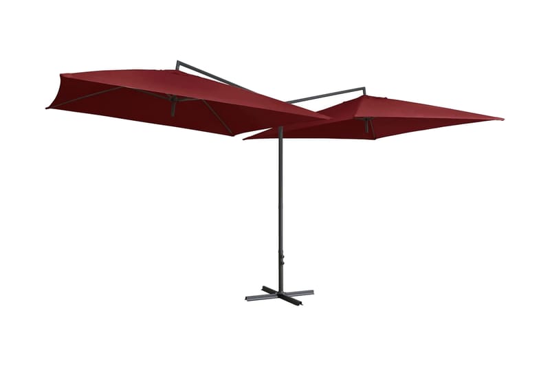 Dubbelt parasoll med stålstång 250x250 cm vinröd - Röd - Utemöbler - Solskydd - Parasoll