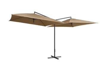 Dubbelt parasoll med stålstång 250x250 cm taupe