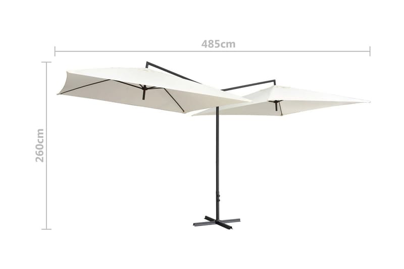 Dubbelt parasoll med stålstång 250x250 cm sandvit - Vit - Parasoll