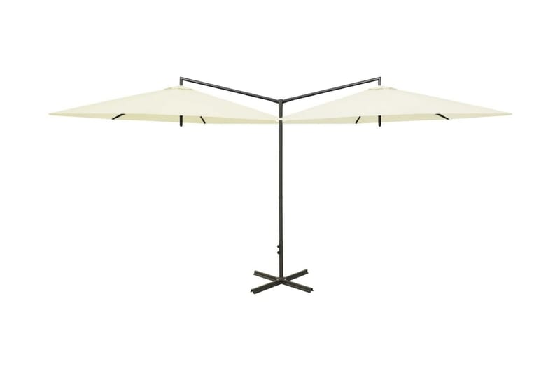 Dubbelt parasoll med stålstång sandf�ärgat 600 cm - Beige - Parasoll