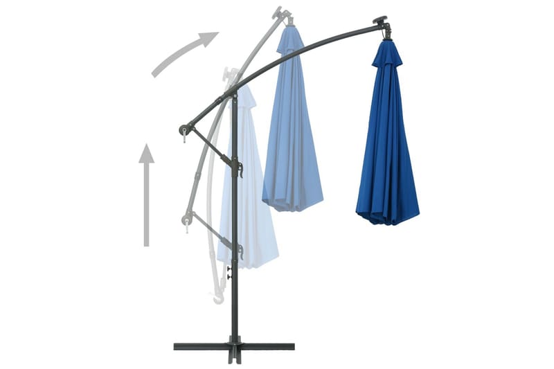 Frihängande parasoll med LED och stålstång 300 cm azur - Blå - Hängparasoll & frihängande parasoll