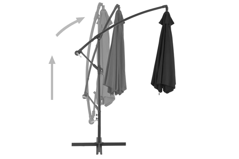 Frihängande parasoll med aluminiumstång 300 cm svart - Svart - Hängparasoll & frihängande parasoll