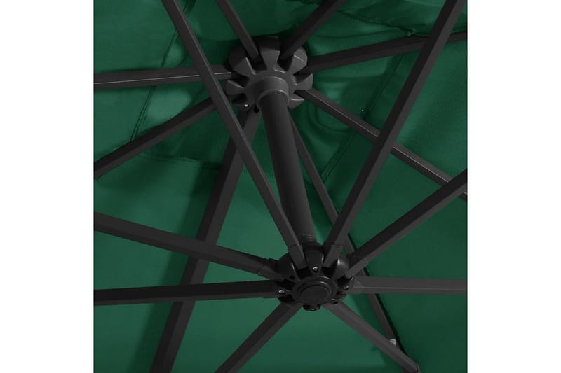 Frihängande parasoll med LED och stålstång 250x250 cm grön - Grön - Hängparasoll & frih�ängande parasoll