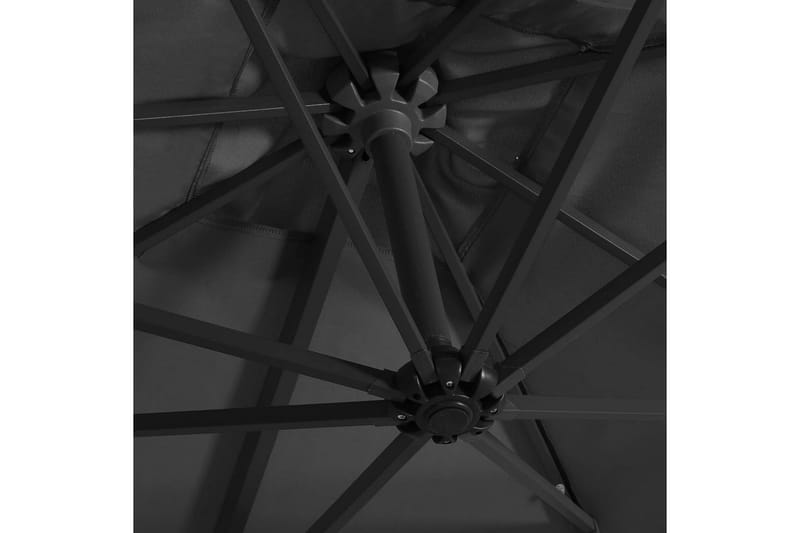 Frihängande parasoll med LED och stålstång 250x250 cm antrac - Grå - Hängparasoll & frihängande parasoll