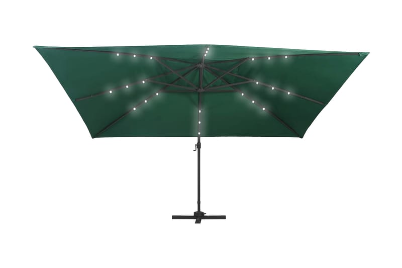 Frihängande parasoll med aluminiumstång & LED 400x300 cm grö - Grön - Hängparasoll & frihängande parasoll