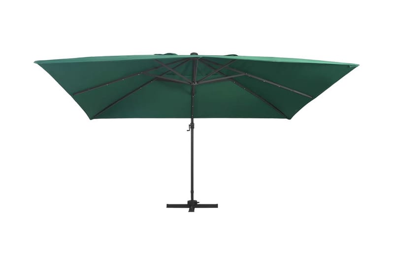 Frihängande parasoll med aluminiumstång & LED 400x300 cm grö - Grön - Hängparasoll & frihängande parasoll