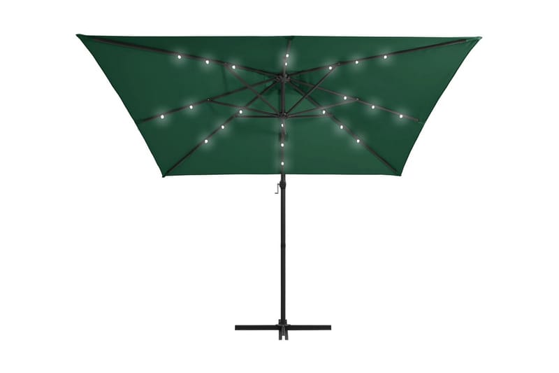 Frihängande parasoll med LED och stålstång 250x250 cm grön - Grön - Hängparasoll & frihängande parasoll