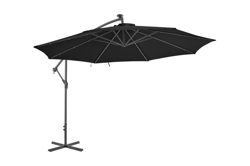 Frihängande parasoll med LED svart 350 cm - Svart - Hängparasoll & frihängande parasoll