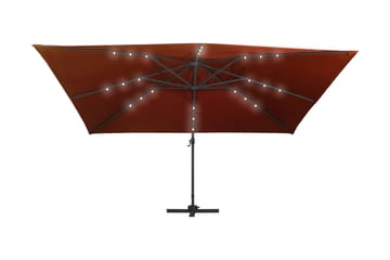Frihängande parasoll med LED terrakotta 400x300 cm