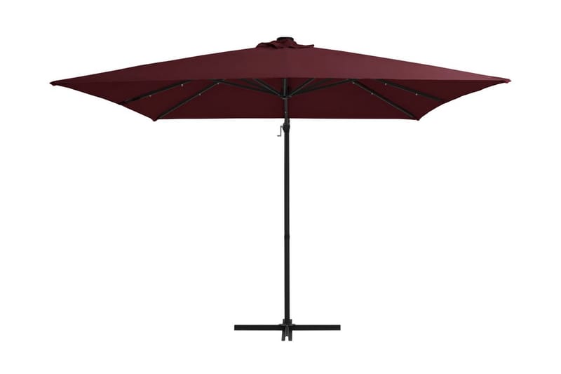 Frihängande parasoll med LED vinröd 250x250 cm - Vinröd - Hängparasoll & frihängande parasoll