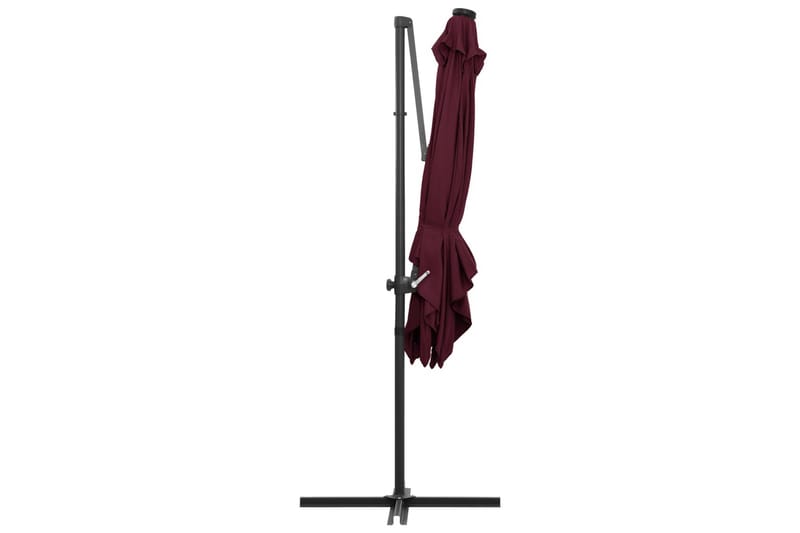 Frihängande parasoll med LED vinröd 250x250 cm - Vinröd - Utemöbler - Solskydd - Parasoll - Hängparasoll & frihängande parasoll