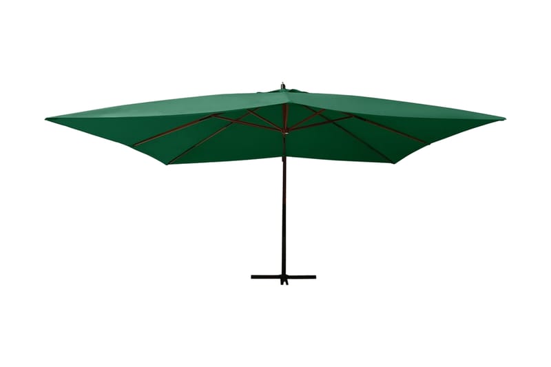 Frihängande parasoll med trästång 400x300 cm grön - Grön - Utemöbler - Solskydd - Parasoll - Hängparasoll & frihängande parasoll