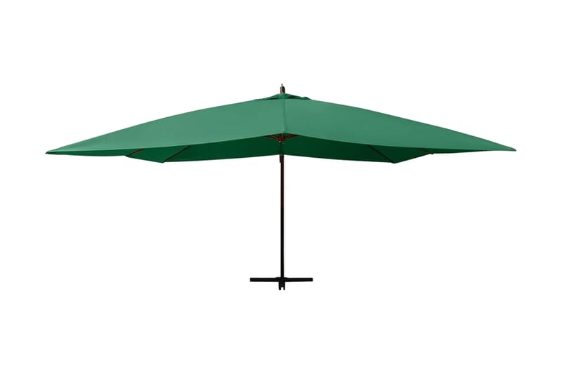 Frihängande parasoll med trästång 400x300 cm grön - Grön - Utemöbler - Solskydd - Parasoll - Hängparasoll & frihängande parasoll
