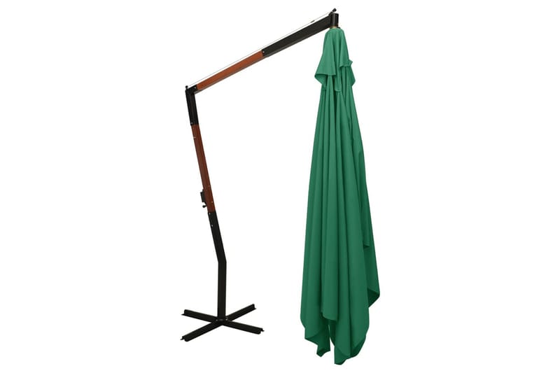 Frihängande parasoll med trästång 400x300 cm grön - Grön - Hängparasoll & frihängande parasoll