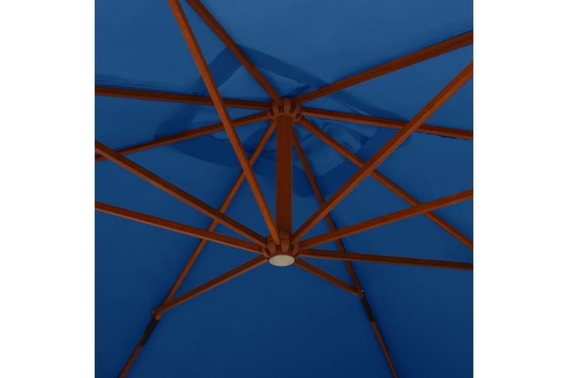 Frihängande parasoll med trästång 400x300 cm azurblå - Azurblå - Hängparasoll & frihängande parasoll