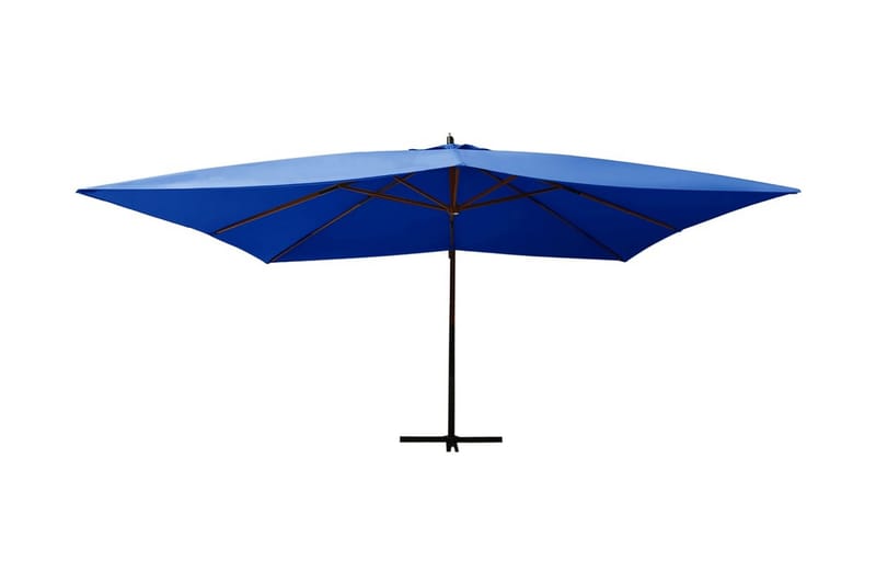 Frihängande parasoll med trästång 400x300 cm azurblå - Azurblå - Utemöbler - Solskydd - Parasoll - Hängparasoll & frihängande parasoll