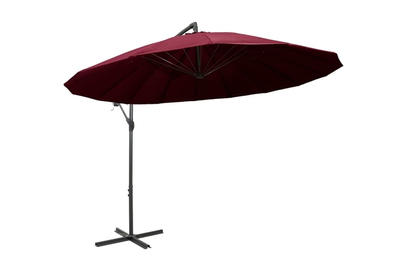 Hängande parasoll vinröd 3 m aluminiumstång - Röd - Hängparasoll & frihängande parasoll
