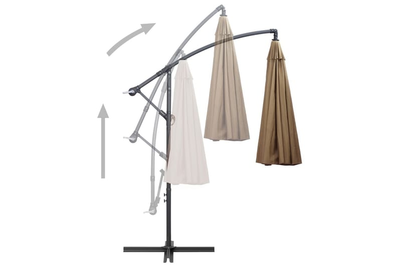 Hängande parasoll taupe 3 m aluminiumstång - Brun - Hängparasoll & frihängande parasoll