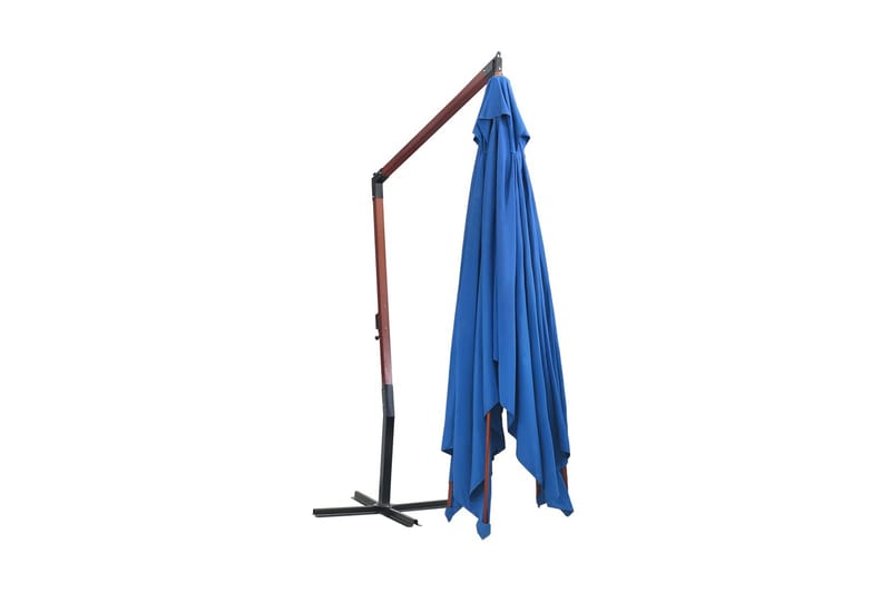 Hängande parasoll med trästång 400x300 cm blå - Blå - Hängparasoll & frihängande parasoll