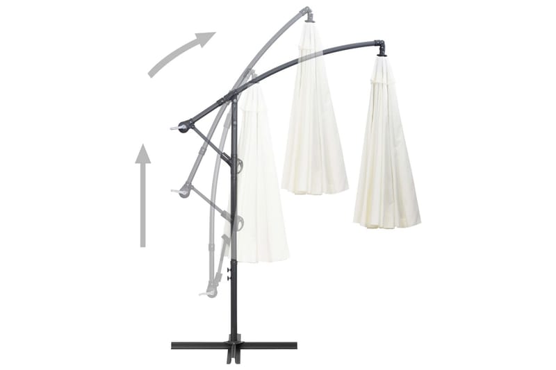 Hängande parasoll vit 3 m aluminiumstång - Vit - Hängparasoll & frihängande parasoll
