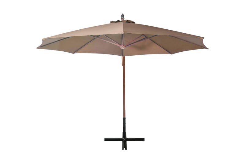 Hängande parasoll med stolpe taupe 3,5x2,9 massivt granträ - Taupe - Utemöbler - Solskydd - Parasoll - Hängparasoll & frihängande parasoll
