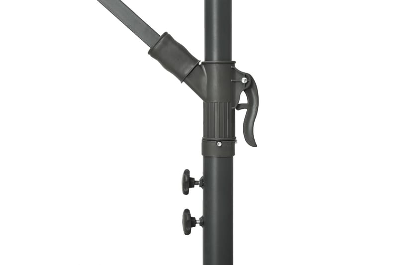 Frihängande parasoll med LED och stålstång 300 cm svart - Svart - Utemöbler - Solskydd - Parasoll - Hängparasoll & frihängande parasoll