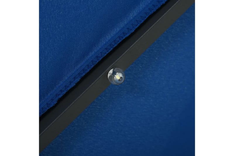 Frihängande parasoll med LED och stålstång 300 cm azur - Blå - Utemöbler - Solskydd - Parasoll - Hängparasoll & frihängande parasoll