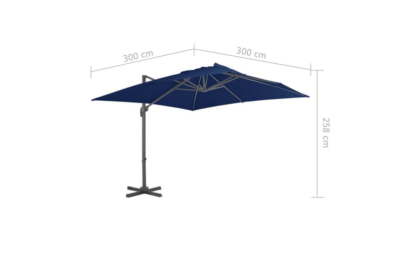 Frihängande parasoll med aluminiumstång 3x3 m azurblå - Blå - Hängparasoll & frihängande parasoll