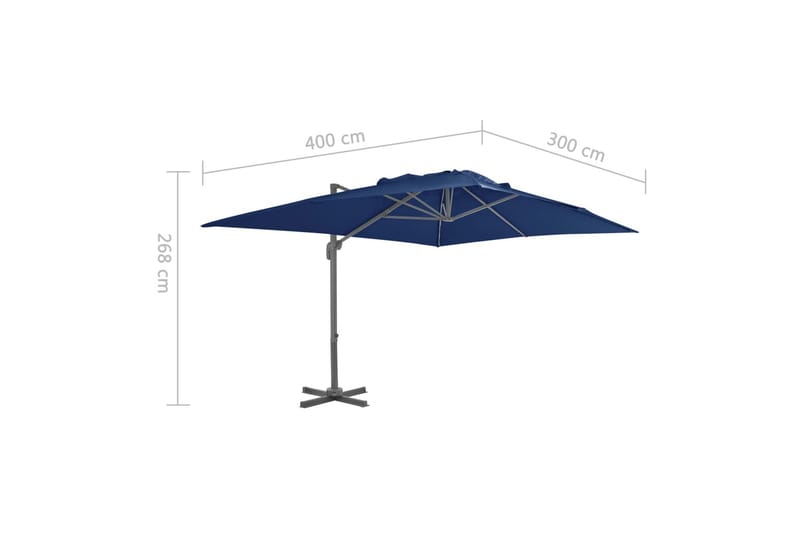 Frihängande parasoll med aluminiumstång 4x3 m azurblå - Blå - Hängparasoll & frihängande parasoll