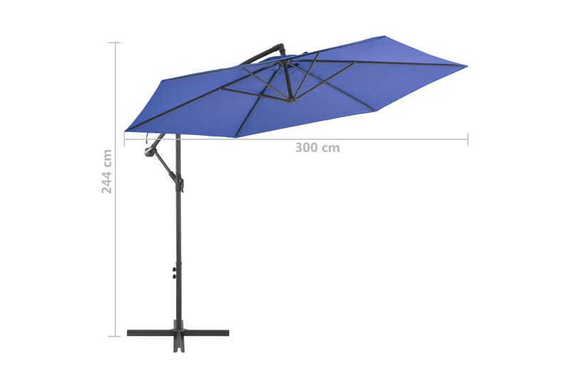 Frihängande parasoll med aluminiumstång 300 cm blå - Blå - Hängparasoll & frihängande parasoll