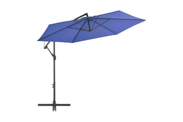 Frih�ängande parasoll med aluminiumstång 300 cm blå