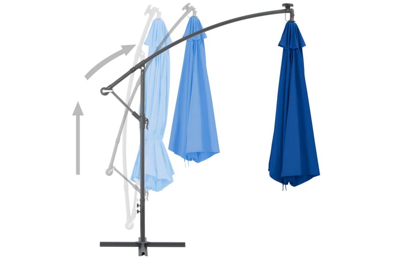 Frihängande parasoll med aluminiumstång 350 cm blå - Blå - Hängparasoll & frihängande parasoll