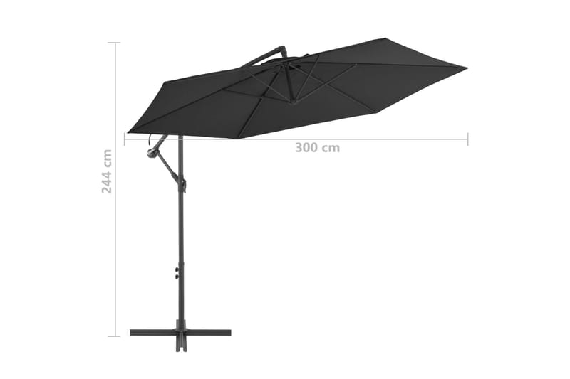 Frihängande parasoll med aluminiumstång 300 cm svart - Svart - Utemöbler - Solskydd - Parasoll - Hängparasoll & frihängande parasoll