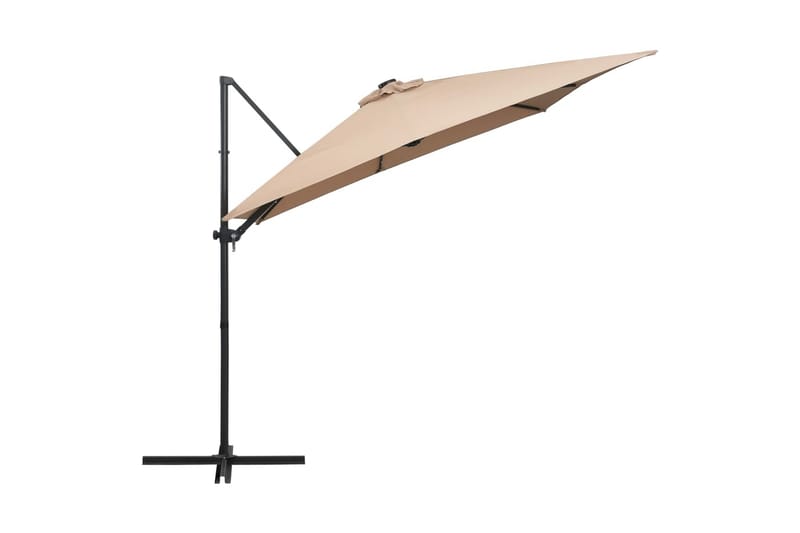 Frihängande parasoll med LED och stålstång 250x250 cm taupe - Brun - Utemöbler - Solskydd - Parasoll - Hängparasoll & frihängande parasoll
