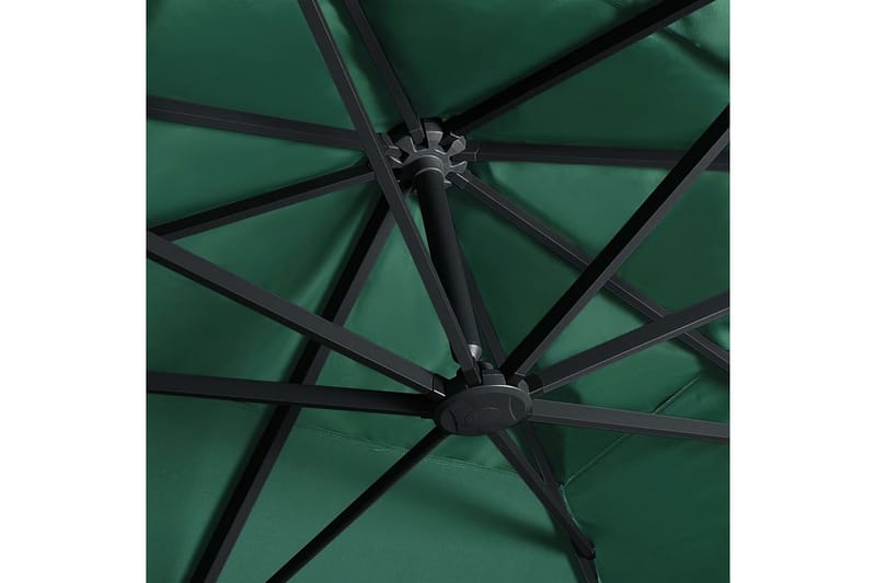 Frihängande parasoll med aluminiumstång & LED 400x300 cm grö - Grön - Utemöbler - Solskydd - Parasoll - Hängparasoll & frihängande parasoll