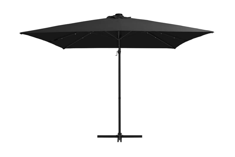 Frihängande parasoll med LED och stålstång 250x250 cm svart - Svart - Utemöbler - Solskydd - Parasoll - Hängparasoll & frihängande parasoll