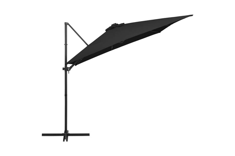 Frihängande parasoll med LED och stålstång 250x250 cm svart - Svart - Utemöbler - Solskydd - Parasoll - Hängparasoll & frihängande parasoll