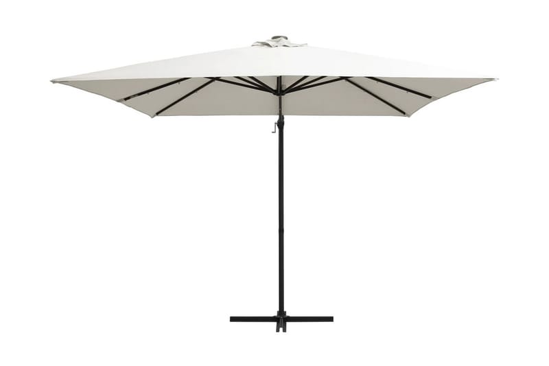 Frihängande parasoll med LED och stålstång 250x250 cm sand - Vit - Utemöbler - Solskydd - Parasoll - Hängparasoll & frihängande parasoll