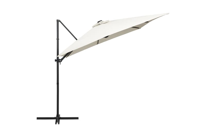 Frihängande parasoll med LED och stålstång 250x250 cm sand - Vit - Utemöbler - Solskydd - Parasoll - Hängparasoll & frihängande parasoll