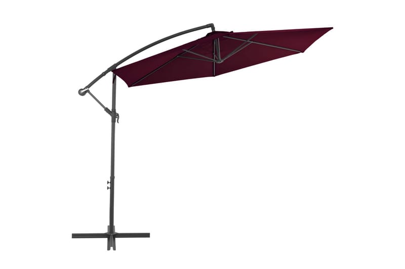 Frihängande parasoll med aluminiumstång vinröd 300 cm - Röd - Hängparasoll & frihängande parasoll