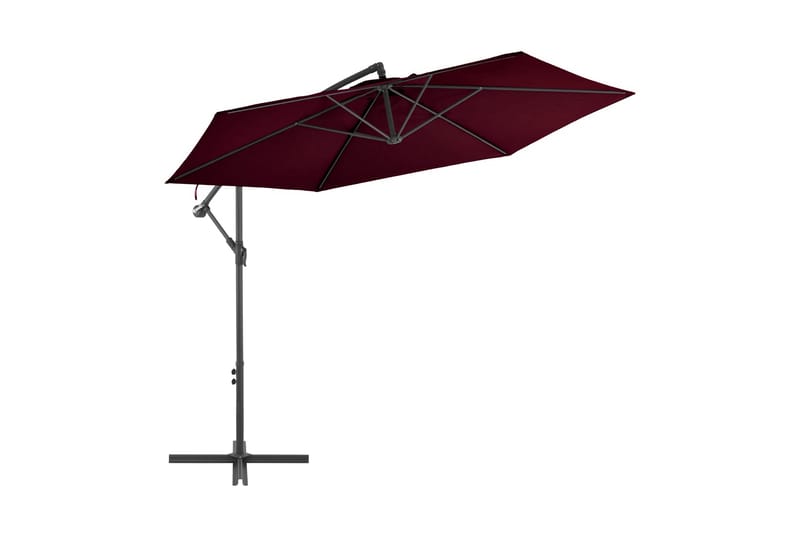 Frihängande parasoll med aluminiumstång vinröd 300 cm - Röd - Hängparasoll & frih�ängande parasoll