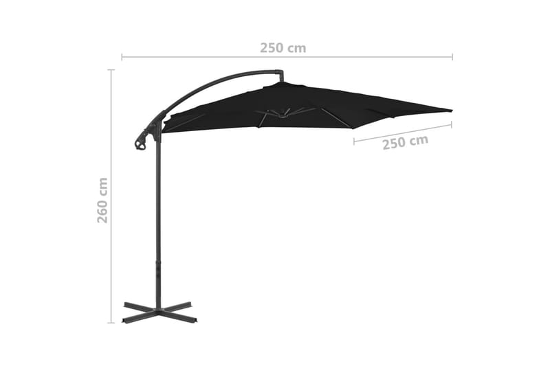 Frihängande parasoll med stålstång 250x250 cm svart - Svart - Hängparasoll & frihängande parasoll