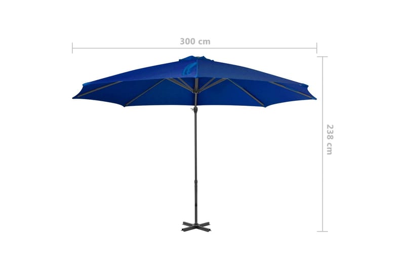 Frihängande parasoll med aluminiumstång azurblå 300 cm - Azurblå - Hängparasoll & frihängande parasoll